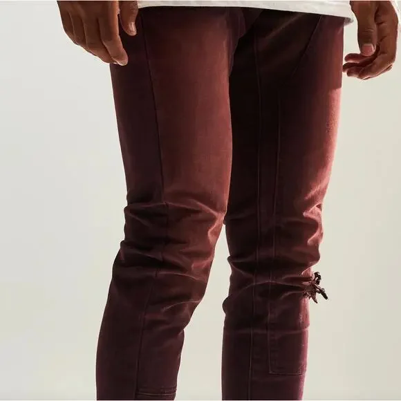 EMBELLISH MENS RIC FLARE DENIM - MAROON - 30  EMBF122-012 - Picture 2 of 6